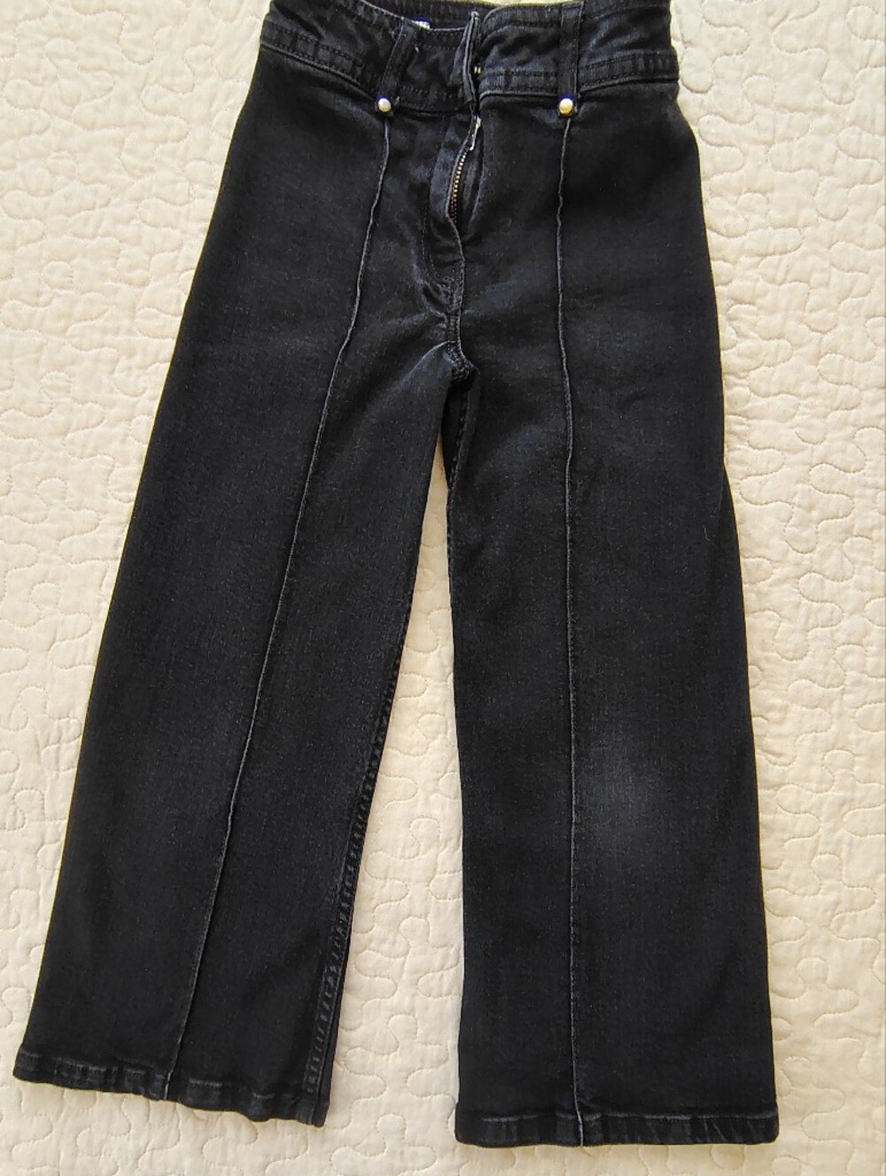 ZARA Kids Black Front Seam Wide Leg Jeans - Size 7 .